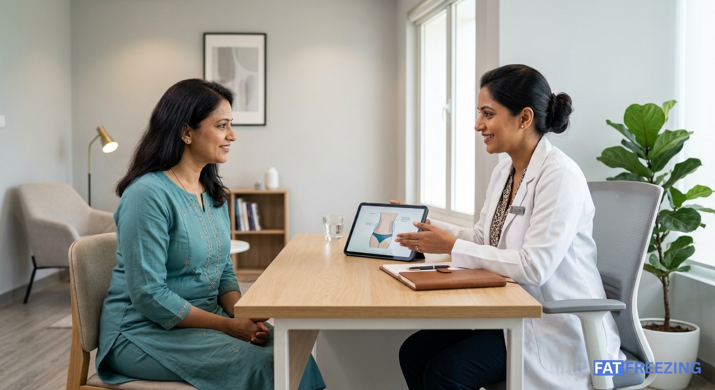Fat freezing consultation in an Indian clinic