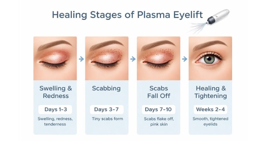 Plasma Eye Lift Recovery Guide: Healing Time, Stages & Results 1 plasma eye lift healing timeline
