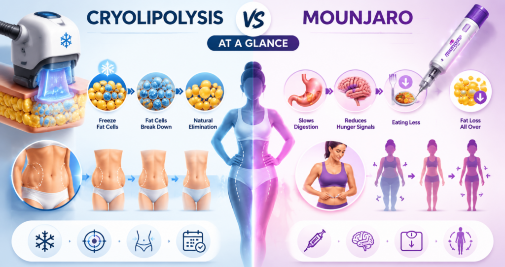 Cryolipolysis vs Mounjaro at a Glance