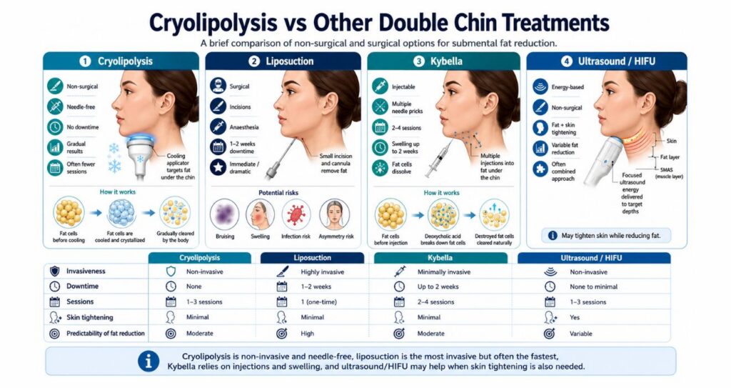 Double Chin Cryolipolysis Results: What to Expect in Mumbai 4 Cryolipolysis vs Other Double chin treatments