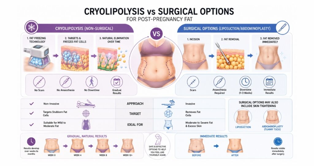 Cryolipolysis vs Surgical Options for Post Pregnancy Fat