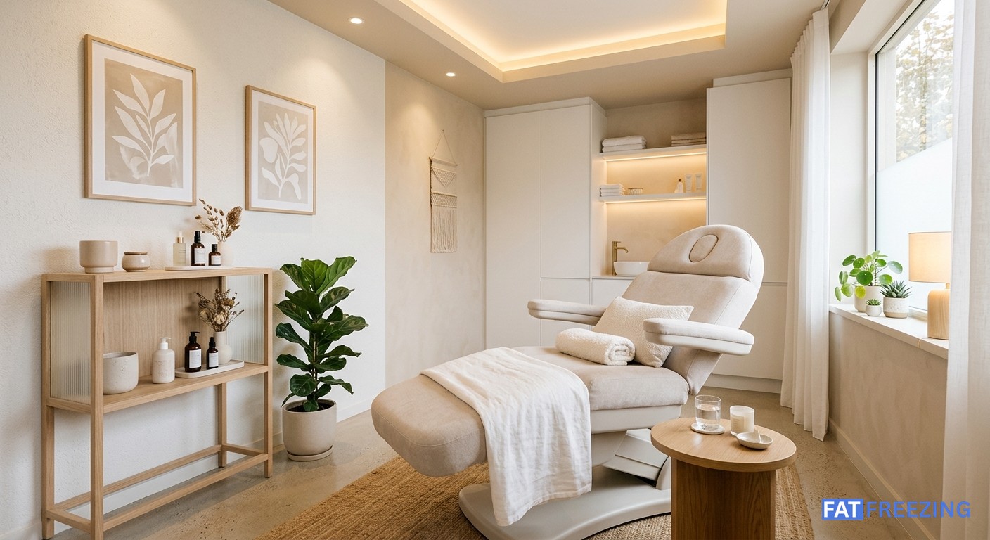 Cryolipolysis for Double Chin: Transform Your Profile 1 Modern aesthetic clinic interior offering cryolipolysis treatment in Mumbai